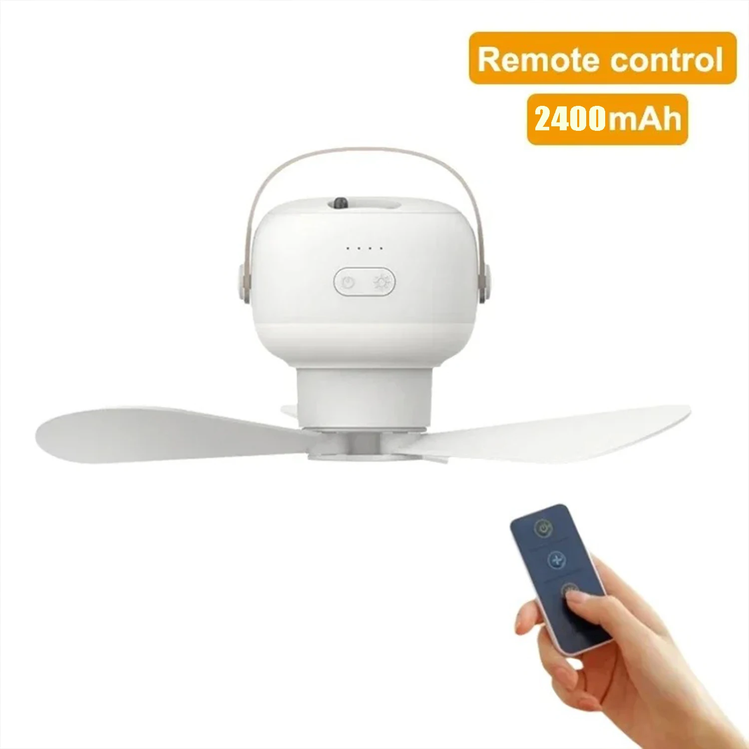 Portable Ceiling Fans 2400mAh Outdoor Camping Fan Tent Ventilator Cooler Rechargeable Electric Fan Remote Control LED Lighting