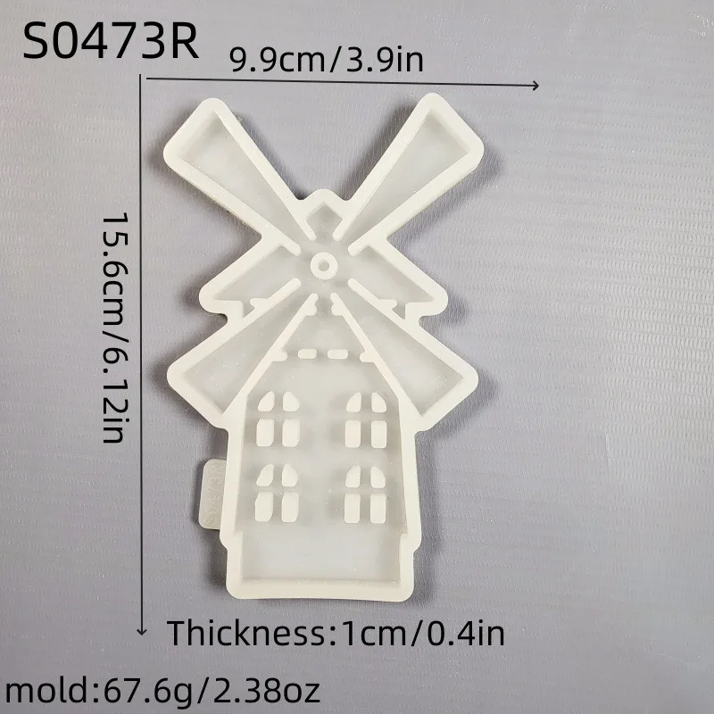 House Windmill Plugs Decoration Plaster Silicone Mold DIY Candle Holder Desktop Decoration Resin Mold