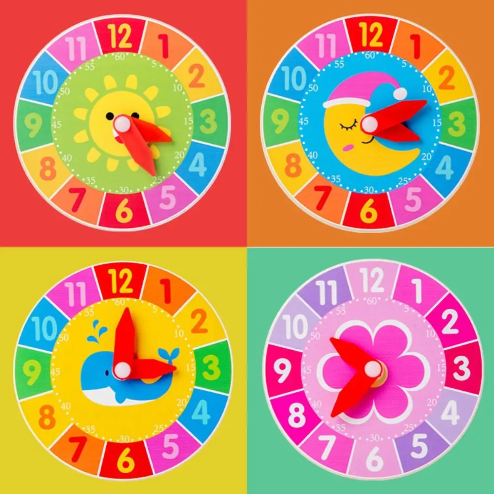 Early Educational Wooden Clock Toys Busy Board Teaching Aid Simulation Clock Model Animal Colorful Children Montessori Clock