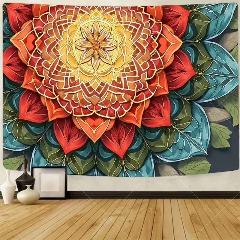 

1pc Wall Tapestry Vibrant Mandala Tapestry - Boho Floral Wall Hanging for Living Room Decor