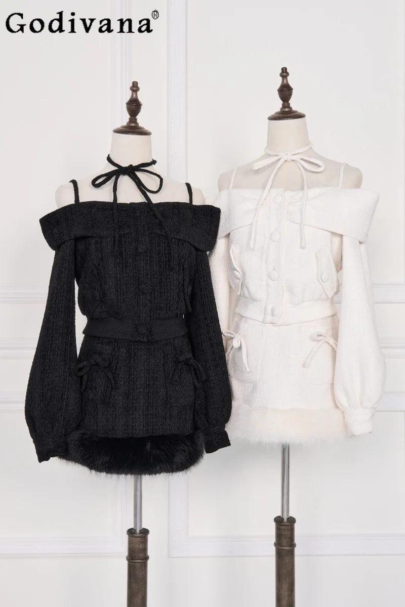 Japanisches Original-Lolita-Massenproduziertes süßes süßes Mädchen-Outfit im Puppenstil, schulterfreies, vielseitiges, verdicktes Set im Lolita-Stil