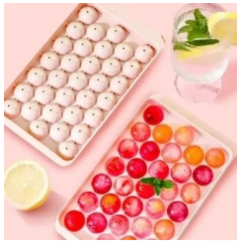New Arrival Mini Round Ice Sphere Mold, Food-Grade Soft Silicone Ice Tray with Cover, Reusable Easy Pop Out Ice Maker for Househ