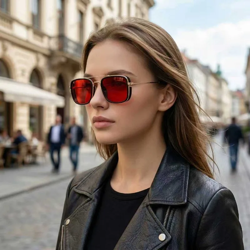 Fashion Sunglasses European and American Metal Small Square Frame Korean Version Glasses Retro Square Sunglasses UV Protection