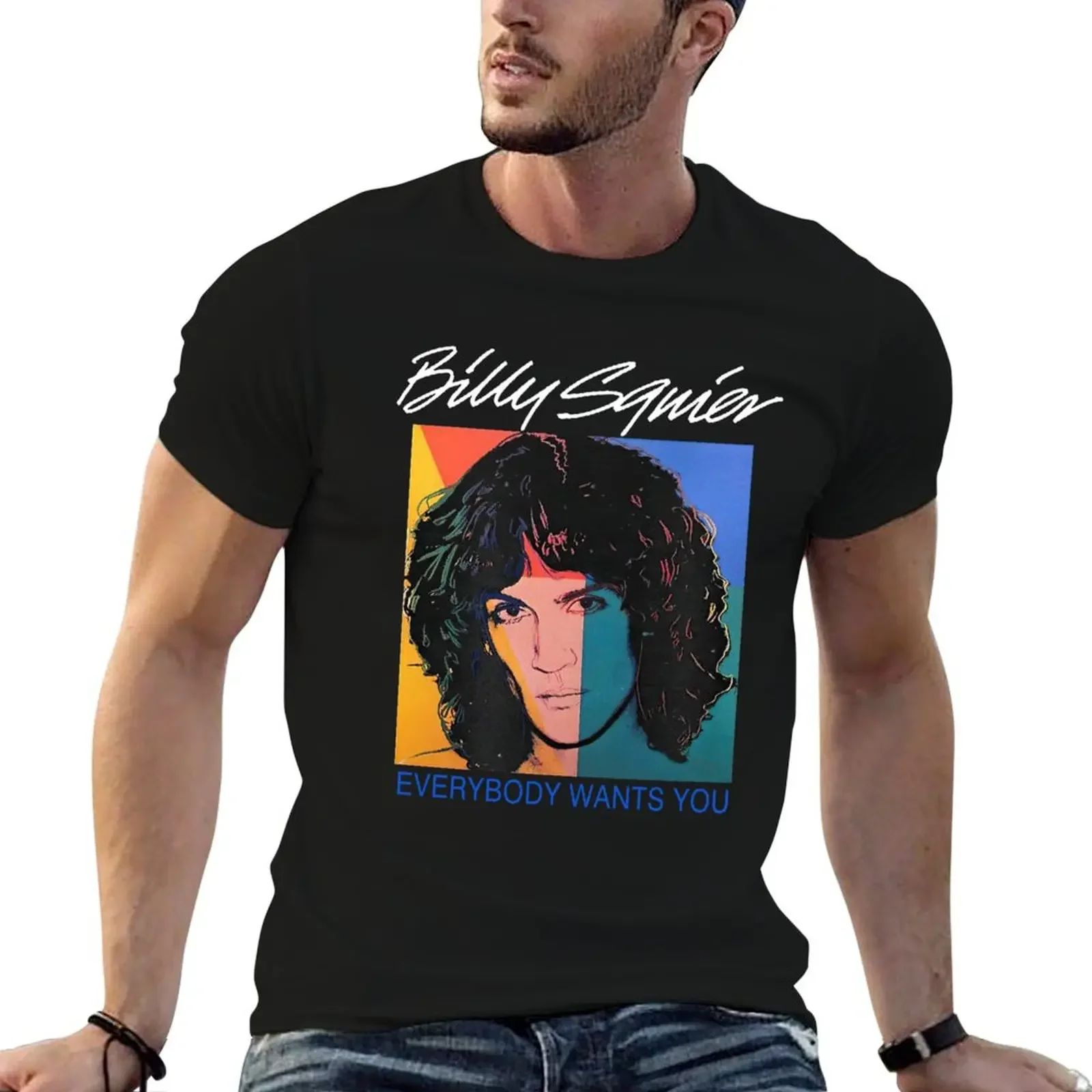 Billy Squier Everybody Baseball ? Sleeve T-Shirt shirts graphic tee summer clothes big and tall t shirts for men