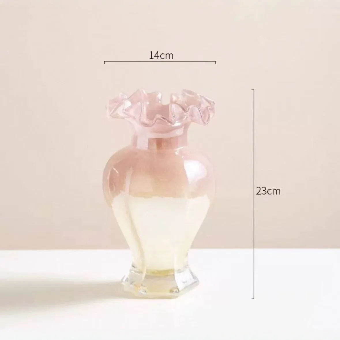 Vintage High-end Glazed Ornament, French Fenton Hexagonal Pink Luxury Glass Vase