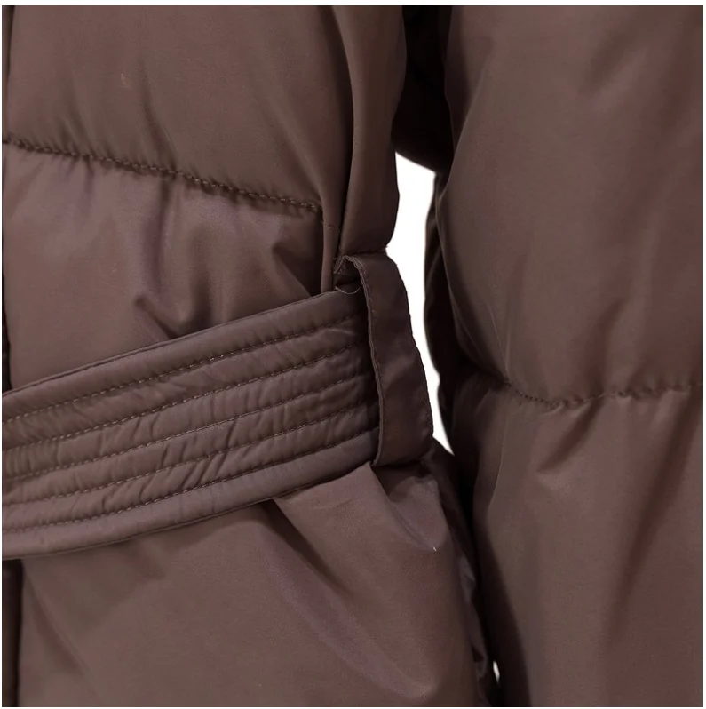 Advanced with Waist Cinching Tie Up Black Cotton Jacket Women's 2026 Winter New Korean Version Stand Collar Coat Female Parkas