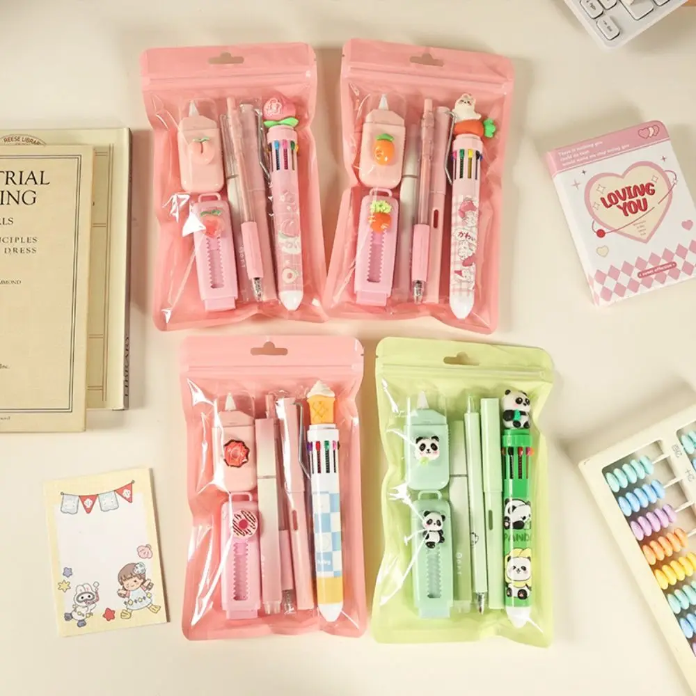 

Durable 6-in-1 Stationery Set Non-repeating Portable Gel Pen Ballpoint Pen School Prize