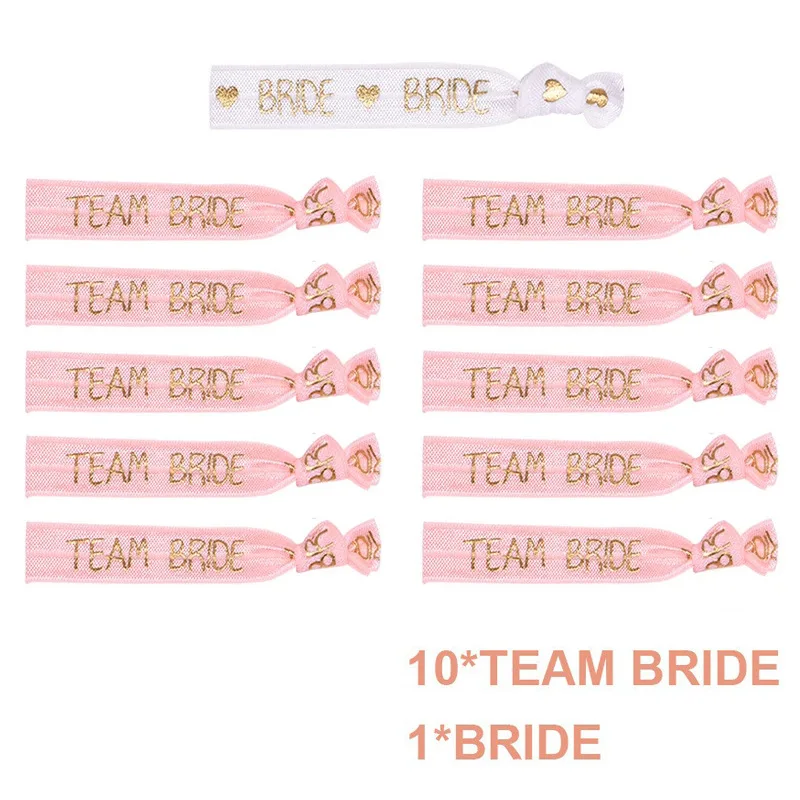 6/11pcs Bachelorette Party Wristbands Team Bride Bracelet Bride To Be Decoration Hen Party Wedding Supplies Hair Ties