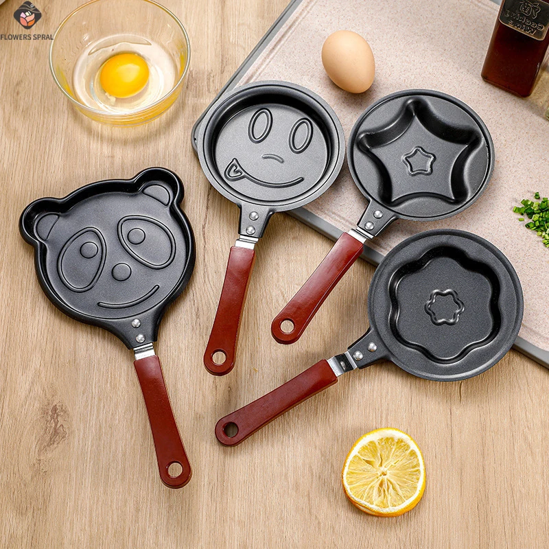 1Pc Kitchen Frying Pan Kitchen Supplies Breakfast With Pattern Pancake Pan Uncovered Frying Pan Animal Shaped Frying Pan ﻿