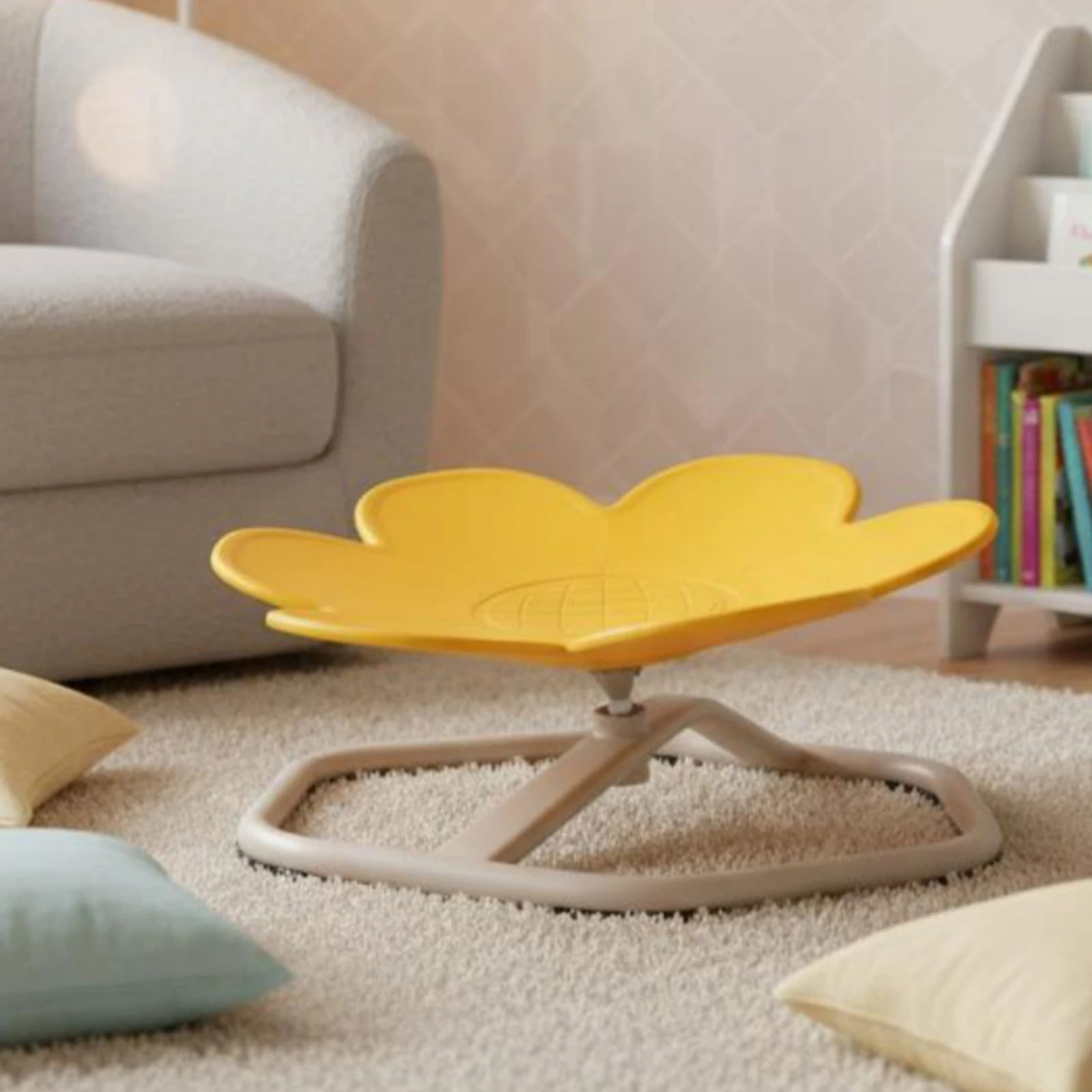 Flower Balance Chair Coordination Training Flower Shape Twirling Seat Rotating Sensory Chair Stable Base for Children