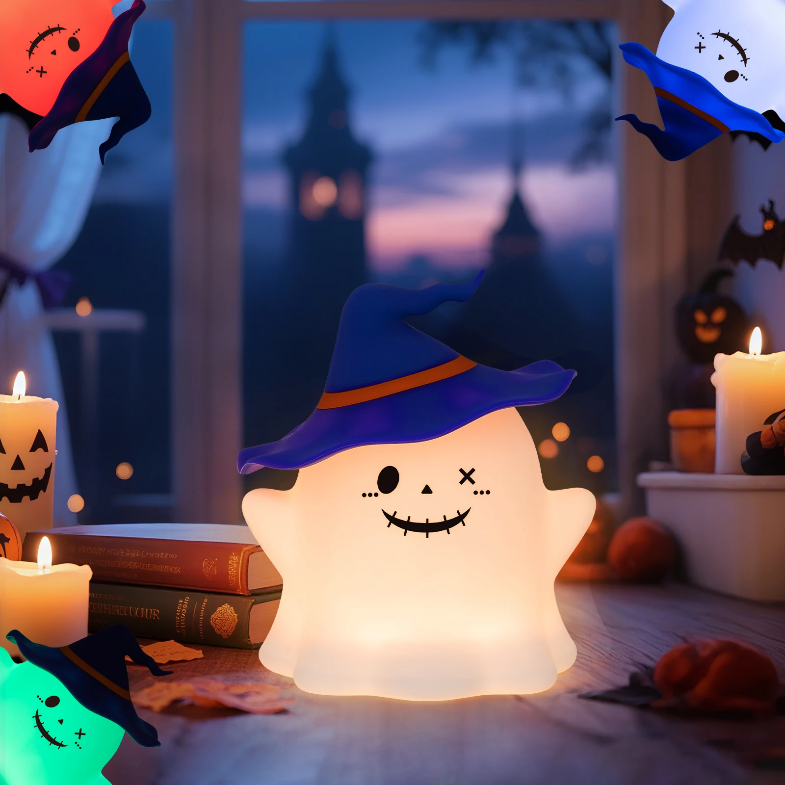 Halloween Niedliche Cartoon-Nachtlampe Wiederaufladbare Tischleuchte Silikon-Schreibtischlampe Kinderzimmer Nachttisch-Deko Süßes Geschenk für Kinder