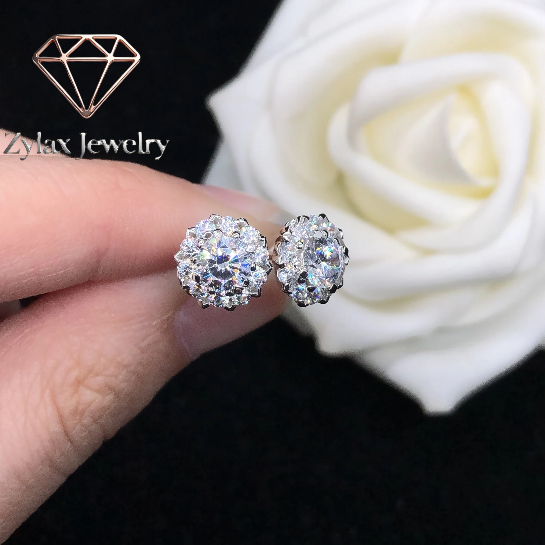 

Zylax Jewelry 0.4Ct/each D Color VVS1 Moissanite Diamond Stud Earrings PT950 Engagement Stud Earrings E040