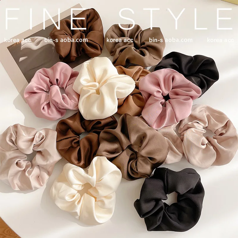 Französischer Stil Damen Seide Scrunchie High Sense Einfarbige Haarbänder Damen Sport Tanzen Pferdeschwanzhalter Haarschmuck Krawatten