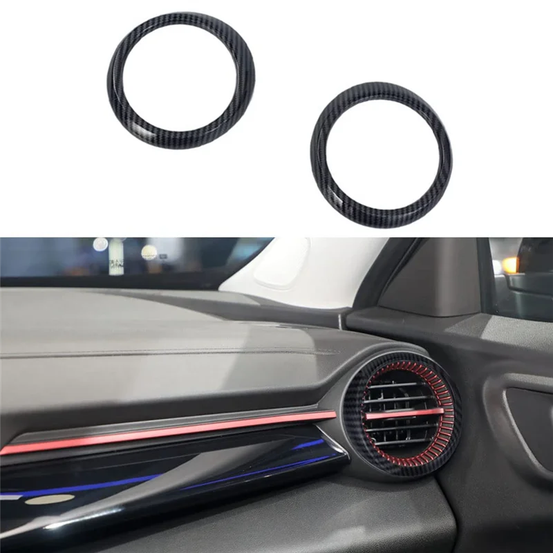 For Chevrolet Seeker Trax 2023 2024 Dashboard Side Air Vent Ring Trim Interior Accessories , ABS Carbon Fiber