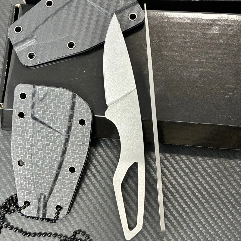 2025 EDC الرقبة معلقة في الهواء الطلق صغيرة صلابة عالية سكين مستقيم متكامل K غمد سكين جيب ، المحمولة في الهواء الطلق سكين الإنقاذ