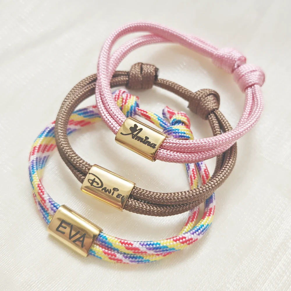Customized Bracelet Handmade Weaving Name Rainbow Color Boys and Girls Gift