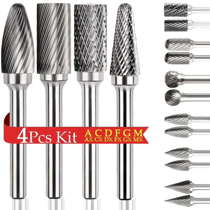 4PCS Rotary Files Kit 1/4