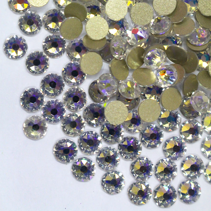 

Moonlight 2088 Non Hotfix Color 8 big and 8 Small Cut 5A Top Quality Flat back rhinestones Glue on crystal with gold foiled back