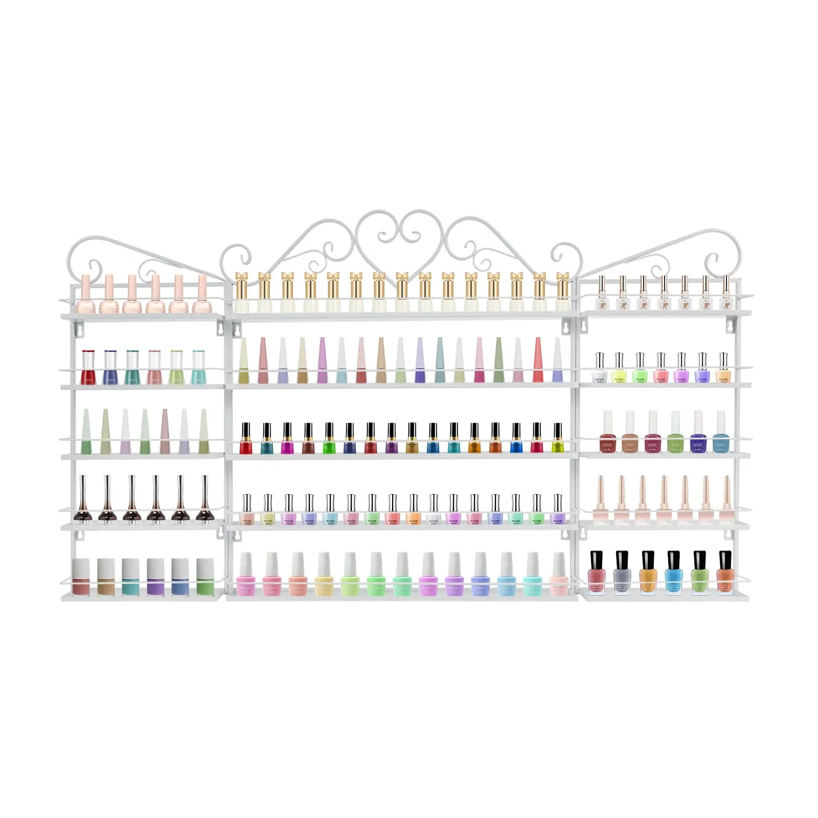 

5 Tiers Wall-Mounted Nail Polish Storage Racks Metal Nail Polish Holder Cosmetic Display Case Lipstick Perfume Wall-Mounted Shel