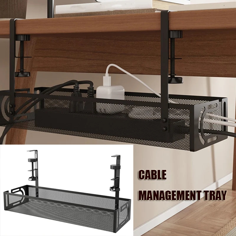 

Under Desk Cable Managment Organizer Clamp Cord Organizers Storage Organiser Electric Wire Office Desk Tray Box Managment