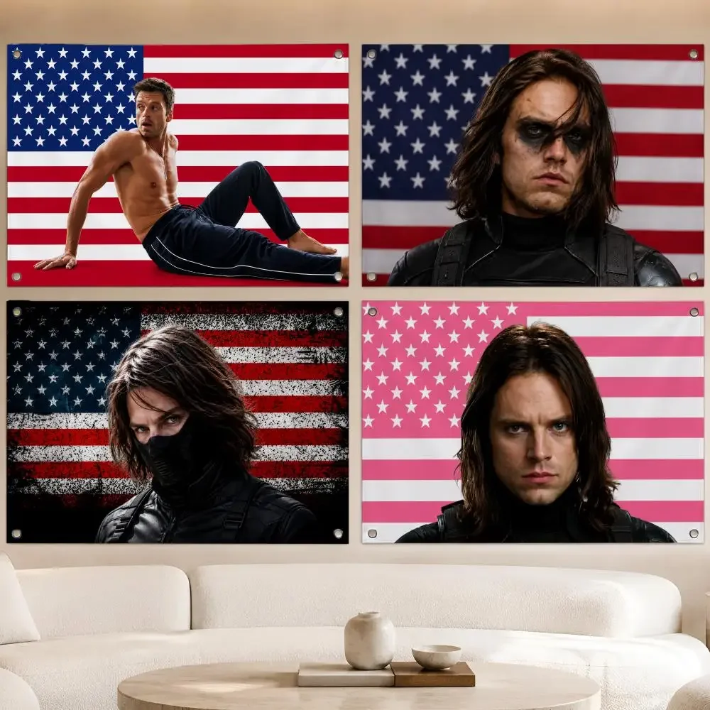 Hero Character B-Bucky Barnes Flags Fan Banner Tapestry Wall Hanging Garage BarDorm Camp Party Outdoor Home Decor Gift