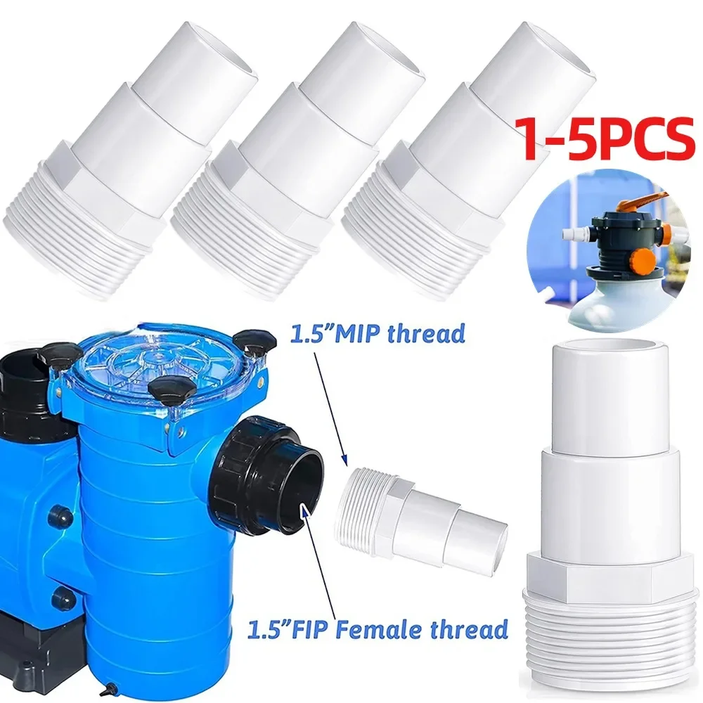 1-5Pcs Threaded Hose Fittings Connector 3.8cm/1.5inch Pool Filter Pump Hose Adapter for Hayward SPX1091Z7 SPX1091Z4 Replacement