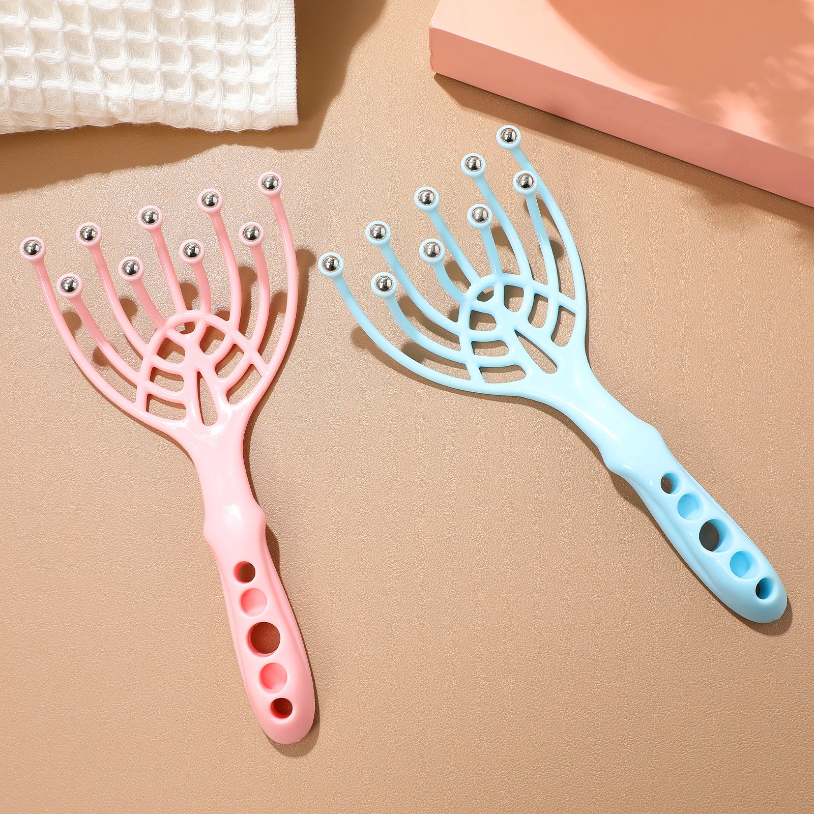 

2pcs Scalp Massager Tool Portable 9-Ball Head Neck Shoulder Body Roller Compact Hair Stimulator Relaxation Aid For Stress