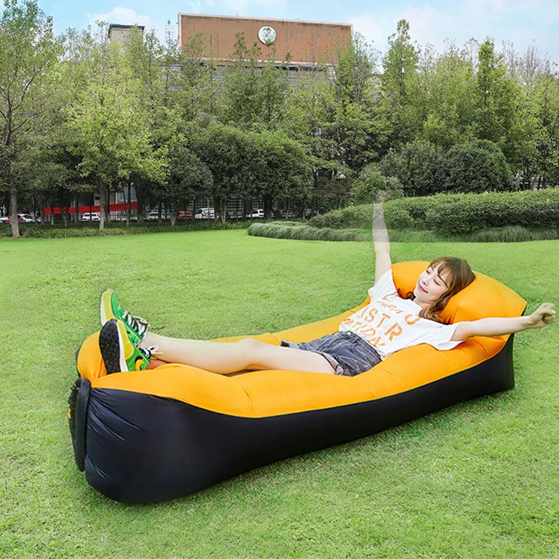 Lazy Inflatable Sofa Cushion Portable Outdoor Beach Air Sofa Bed Folding Camping Inflatable Bed Sleeping Bag Air Cushion Bed