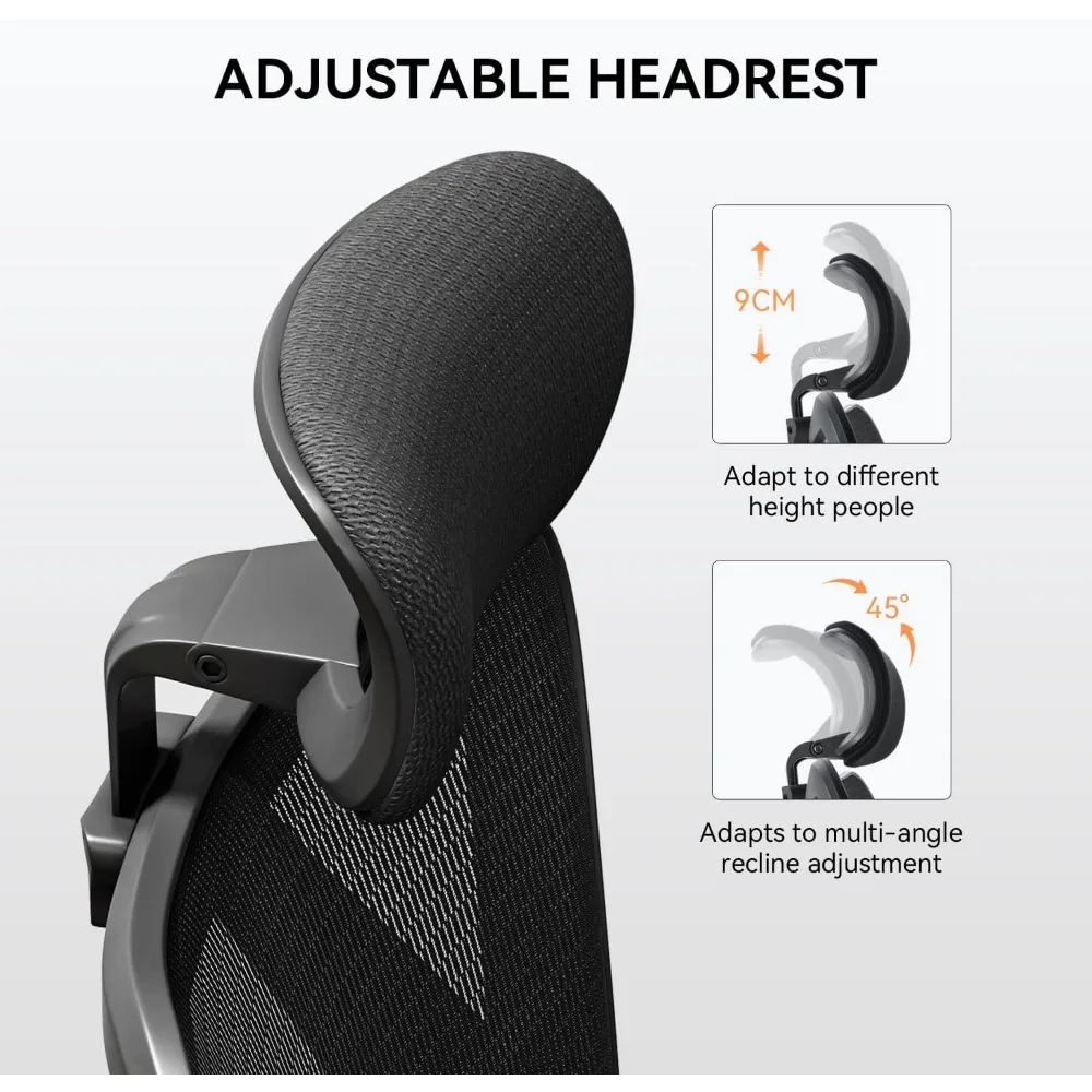 Ergonomic Office Chair with Mesh Back, Adjustable Lumbar Support, Padded Seat, PU Armrests, and Headrest