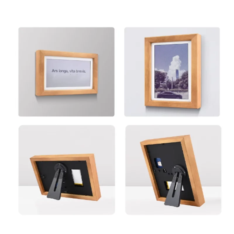 7.3-inch e-ink screen ACeP7 color digital album extra long standby on-board RTC solid wood photo frame