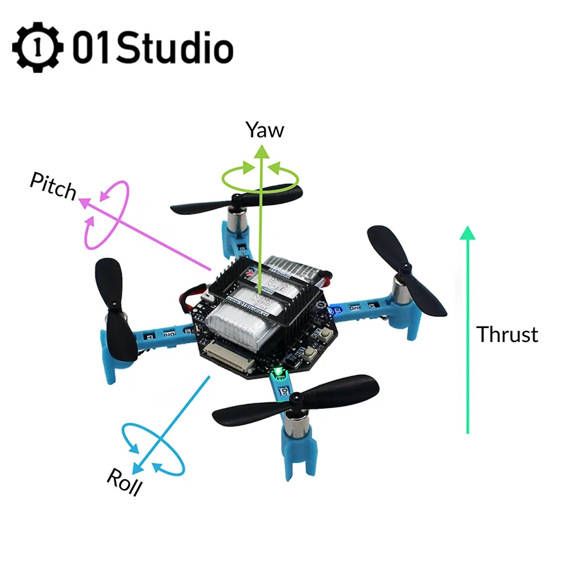 01Studio pyDrone ESP32 Flight Quadcopter Drone Remote Control Aircraft Python Open Source DIY ESP32-S3 WiFi BLE
