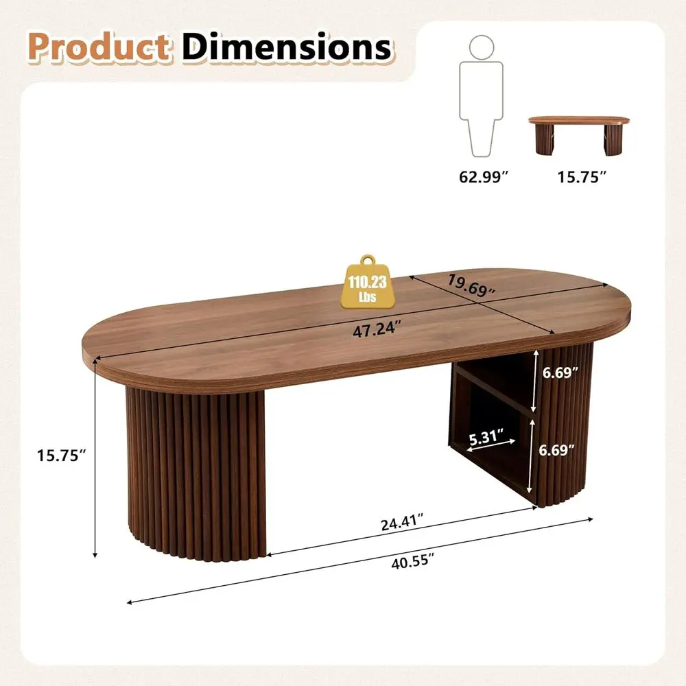 Oval luted Coee Table, 47
