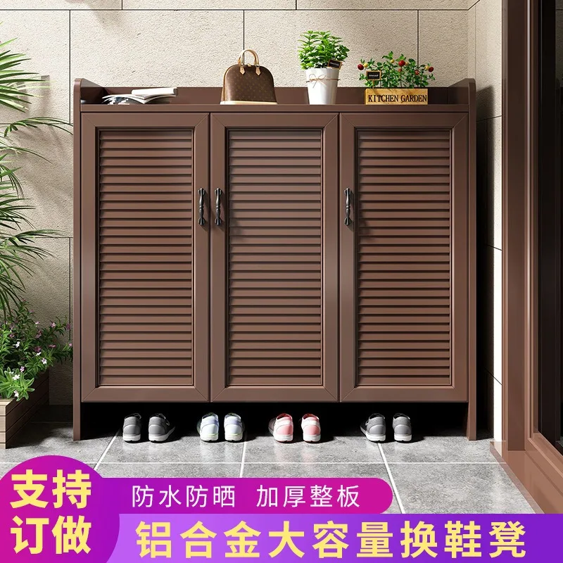 Outdoor aluminum alloy waterproof sunscreen large capacity storage locker garden balcony storage storage shoe cabinet