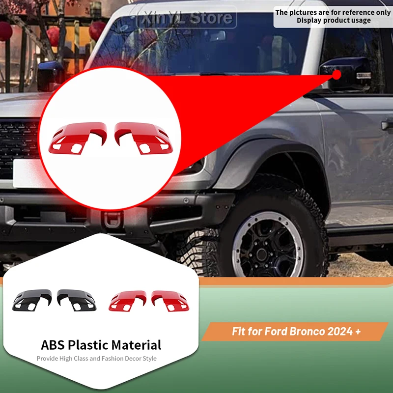 

ABS-Rearview Mirror Cover Cap Trim Panl for Ford Bronco 2024 Up with Suitable Domestic Vehicles Equipped Indicators
