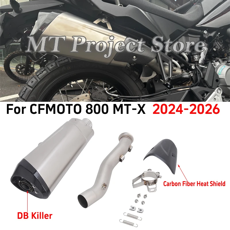 Slip On Motorcycle Exhaust Systems Mid Link Pipe Escape Carbon Fiber Muffler For CFMOTO 800 MTX MT-X800 MTX800 2024 2025 2026