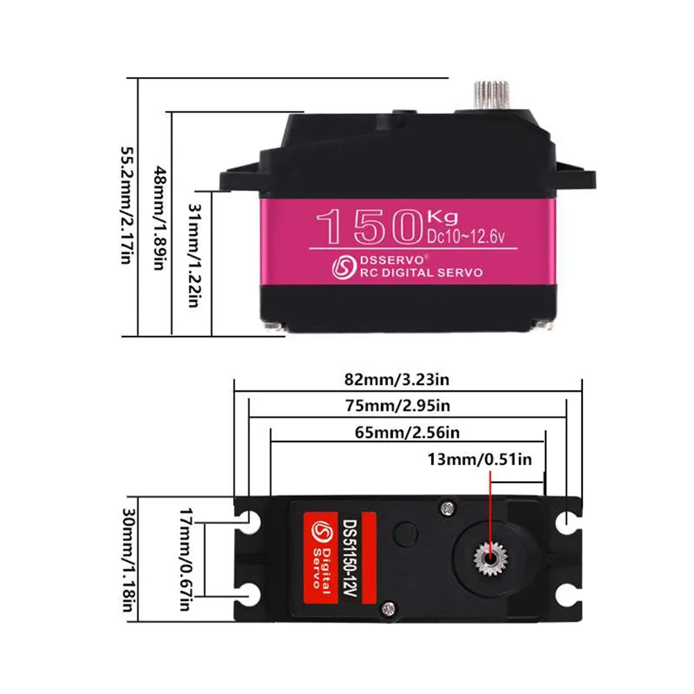 150KG Dsservo DS51150 Waterproof High Speed Torque Metal Gear Digital Servo For Redcat HPI Baja 5B SS RC Car DIY DroneTruck