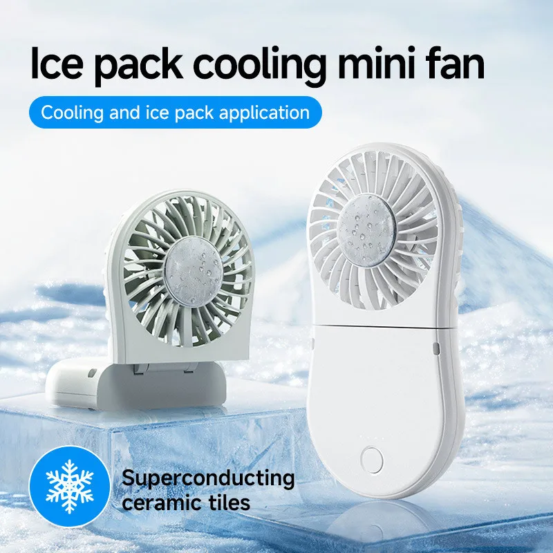Portable Ice Cooling Fan USB Rechargeable 1800mAh Battery Personal Air Cooler Fan Mini Handheld Fan for Home Outdoor Cooling 1 s