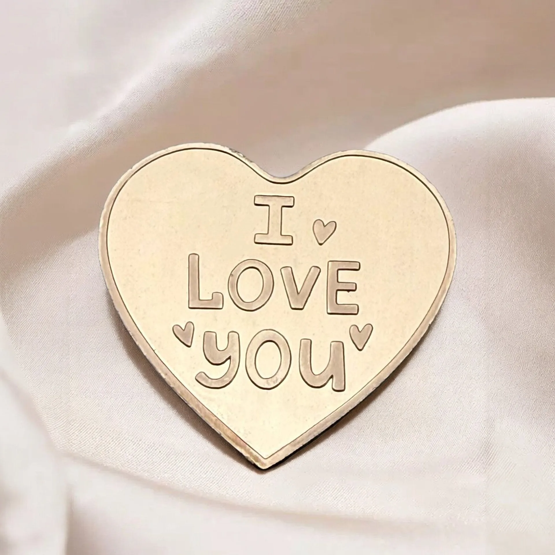 2PCS 1 OZ I Love You Heart Coin Copper Non Magnetic Crafts Badge Collection Commemorative Decor Souvenir Arts For Couple Gift