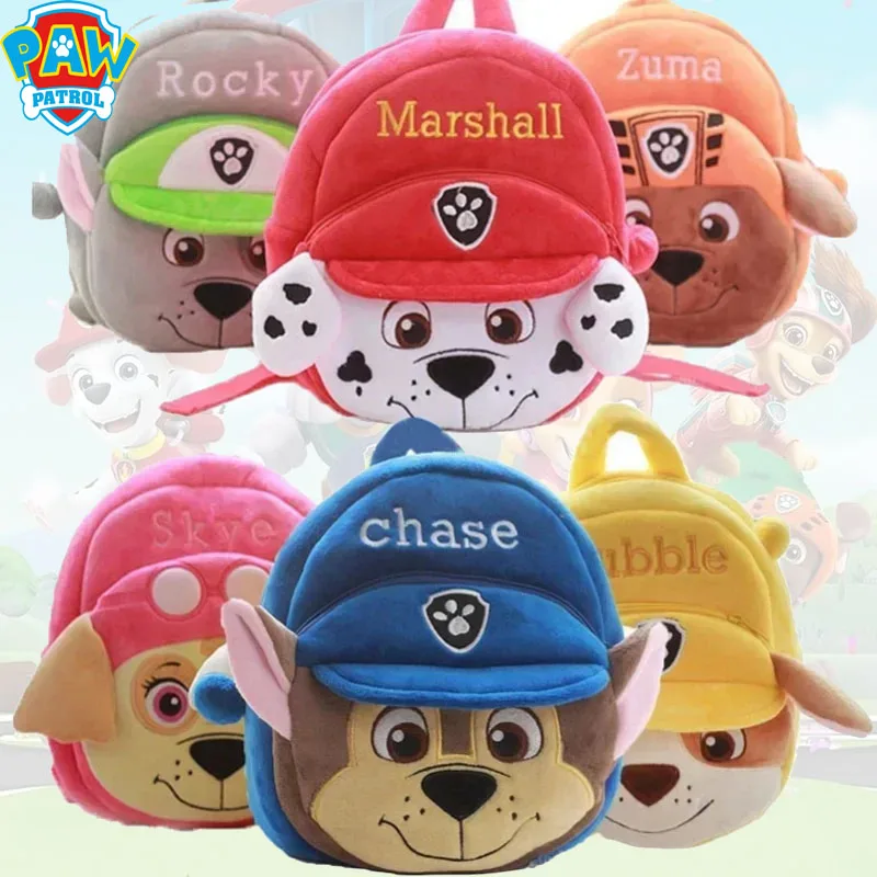 Original Paw Patrol Plush Backpacks Soft Anime Dog Skye Chase Marshall Cartoon Children School Bag Stuffed Toys Birthday Gifts