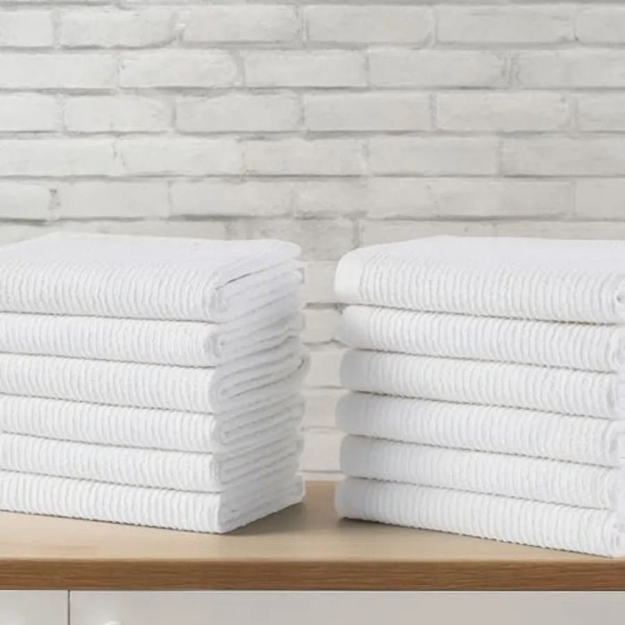 

Ribbed Bar Mops - 100% Cotton Quick Dry Extra Large Dishcloths - Absorbent Multipurpose Cleaning Cloths for Restaurants, Kitche