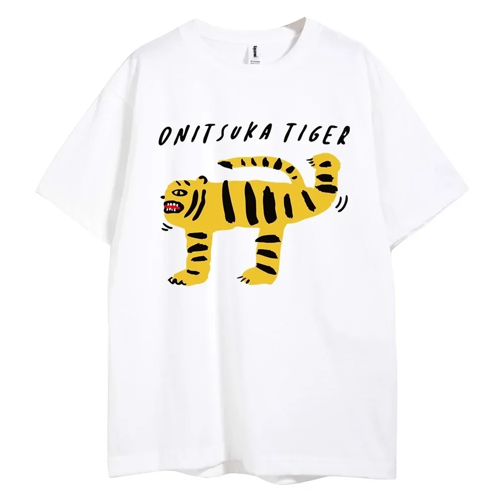 Unisex Onitsuka Tiger Cartoon Men's T-shirt Printed Women's Harajuku Funny T Shirt Oversized Y2k Graphic 100% Cotton Top Tees