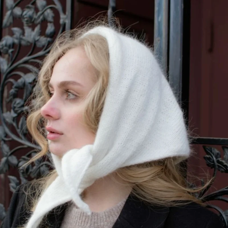 

New Winter Wool Knitted Cashmere Scarf Solid Color Multifunctional Warm Triangle Scarf Knitted Scarf Ladies Headscarf