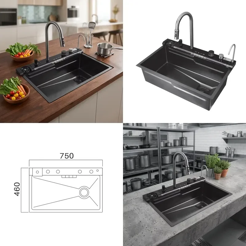for Modern Smart Kitchen Sink with Multi Function Touch Control Digital Display Small Basin for Modern Homes