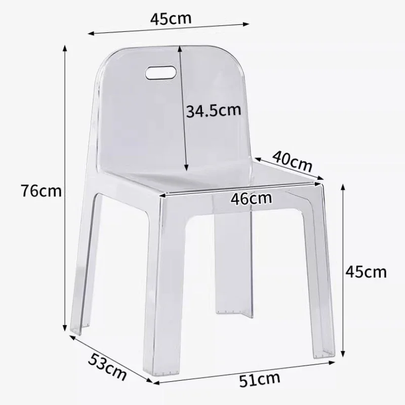 كرسي طعام منزلي من الأكريليك الشمالي مع مسند ظهر بلاستيكي بسيط ومبتكر وطاولة قابلة للطي وكرسي أثاث حديث لمنتصف القرن