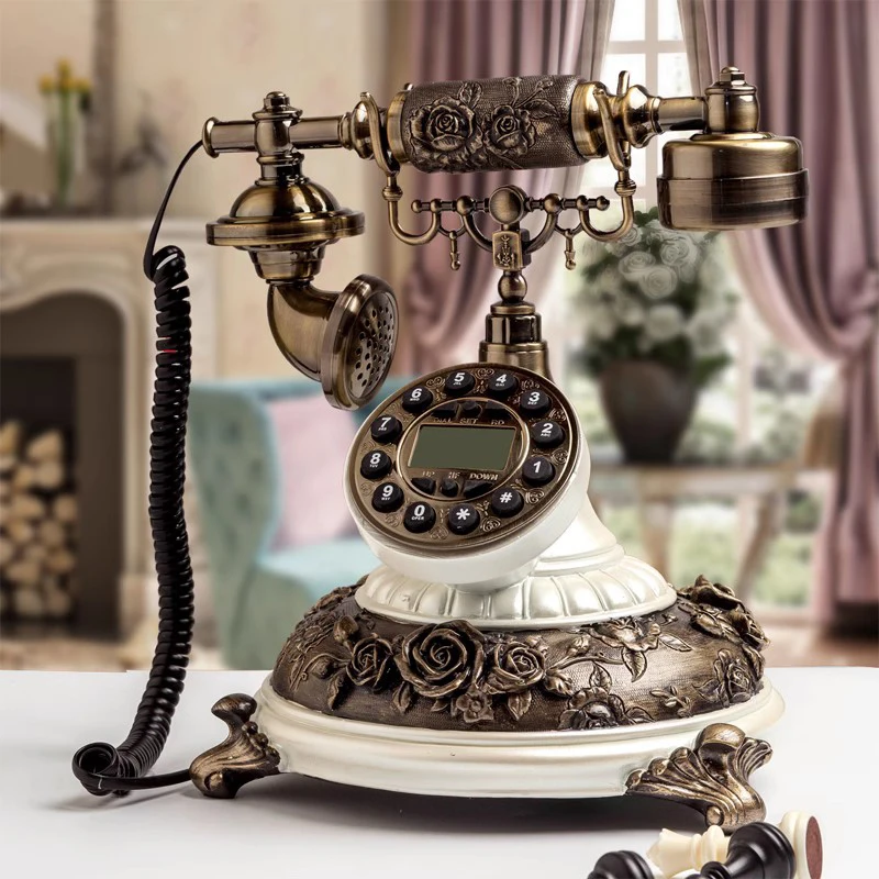 Corded Telephone Landline European Simple Retro Landline Pastoral Antique Telephone Home Decoration Living Room Ornaments