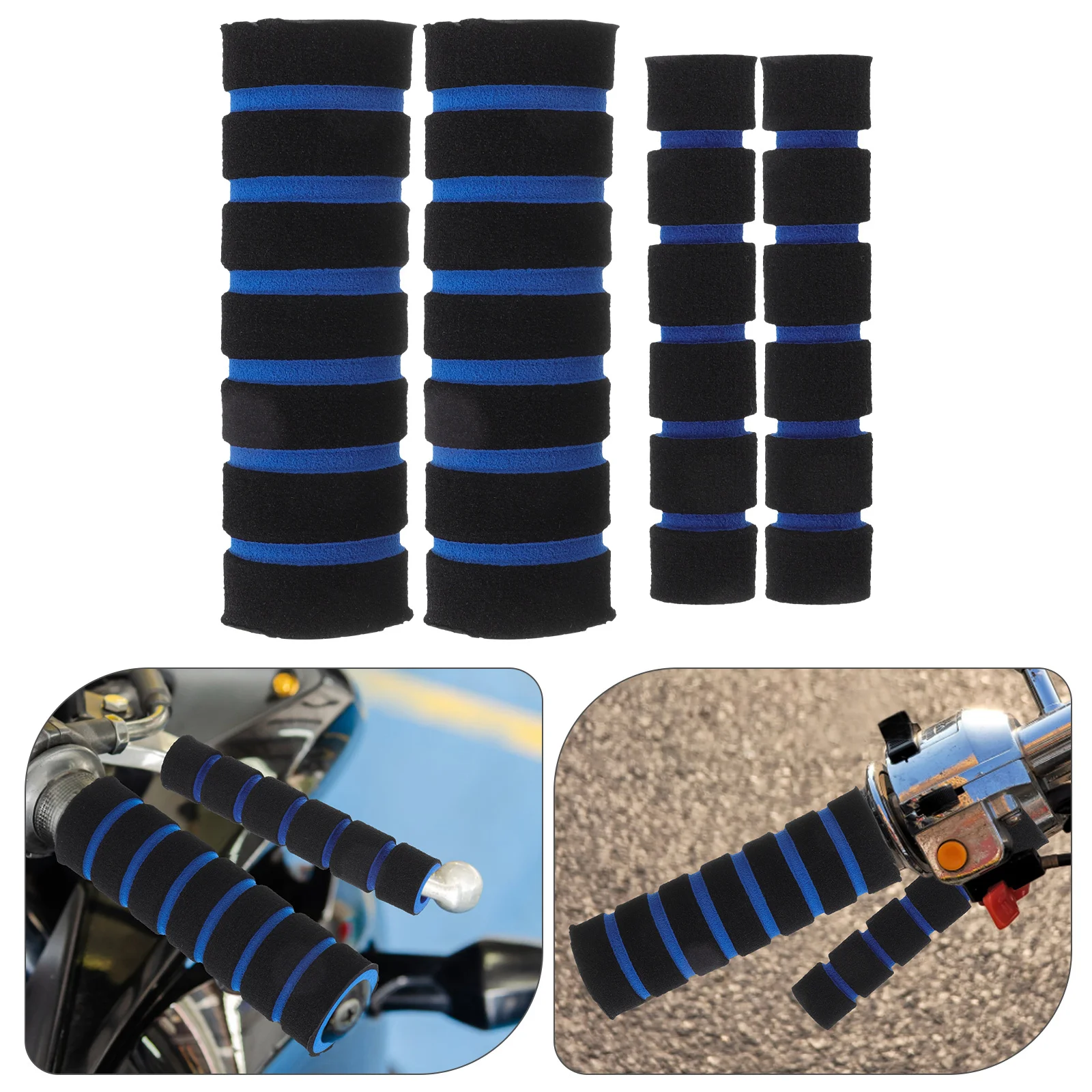 

4Pcs Anti-Slip Sponge Handlebar Grips Blue Comfortable Motorcycle Mountian Bike Cycling Handle Covers Brake Replacement