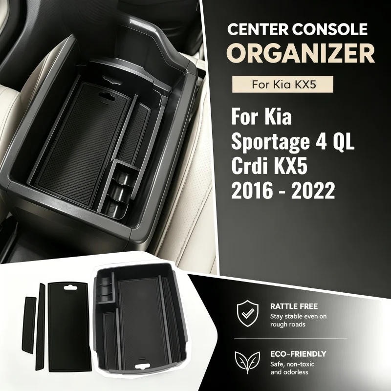 Car Center Console for Kia Sportage 4 QL Crdi KX5 2016 - 2022 Interior Secondary Storage Organizer Tray Armrest Box Accessories
