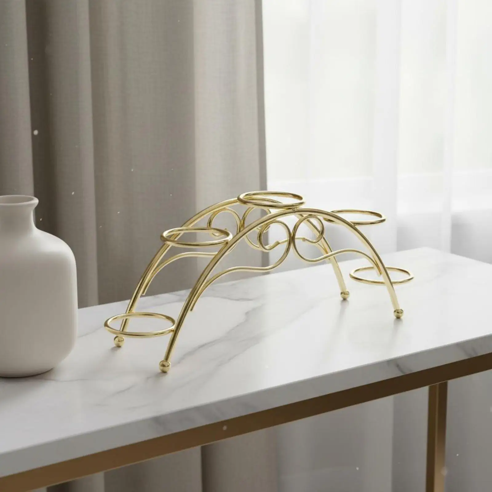 Decorative Ball Stand Electroplated Crystal Sphere Base Metal Holder for Desktop Shelf Display