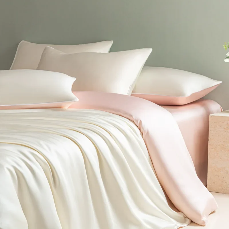 

Washed Cool Fabric Bedding Set for Summer Simple Solid Color Light Breathable Comfort Set 200X230Cm Quilt Cover for Bedroom