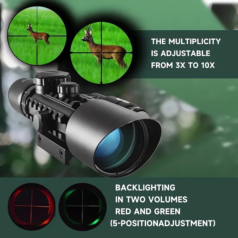 3-10x42E Hunting Riflescope With Red Laser Sight Tactical Scope 11/20mm Rail Red Green Illuminated Reticles Rifle Scopes